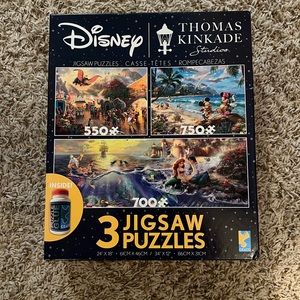 Disney x Thomas Kinkade 3 puzzle pack with glue